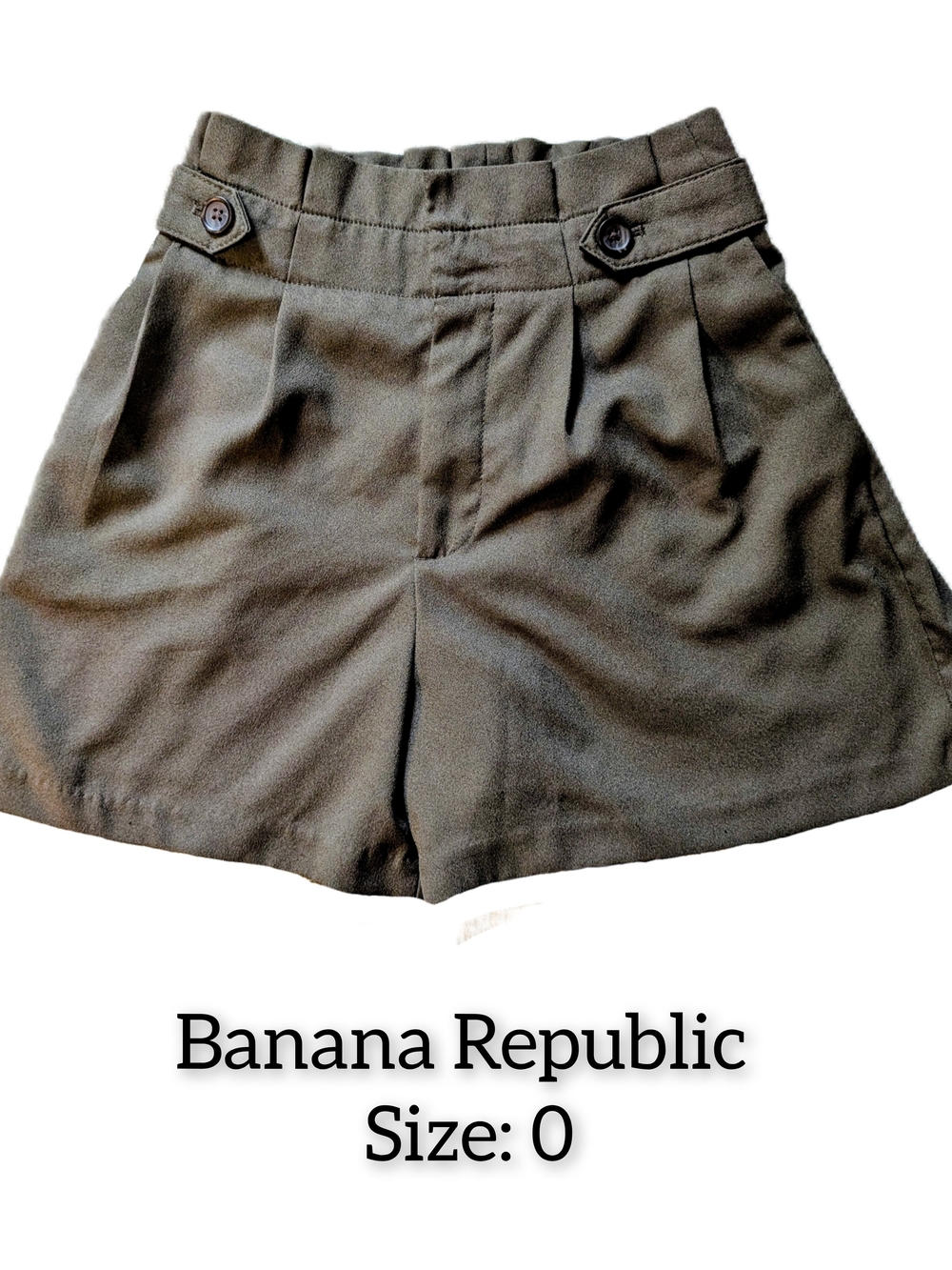 Banana Republic High-Waist Olive Green Pleated Shorts